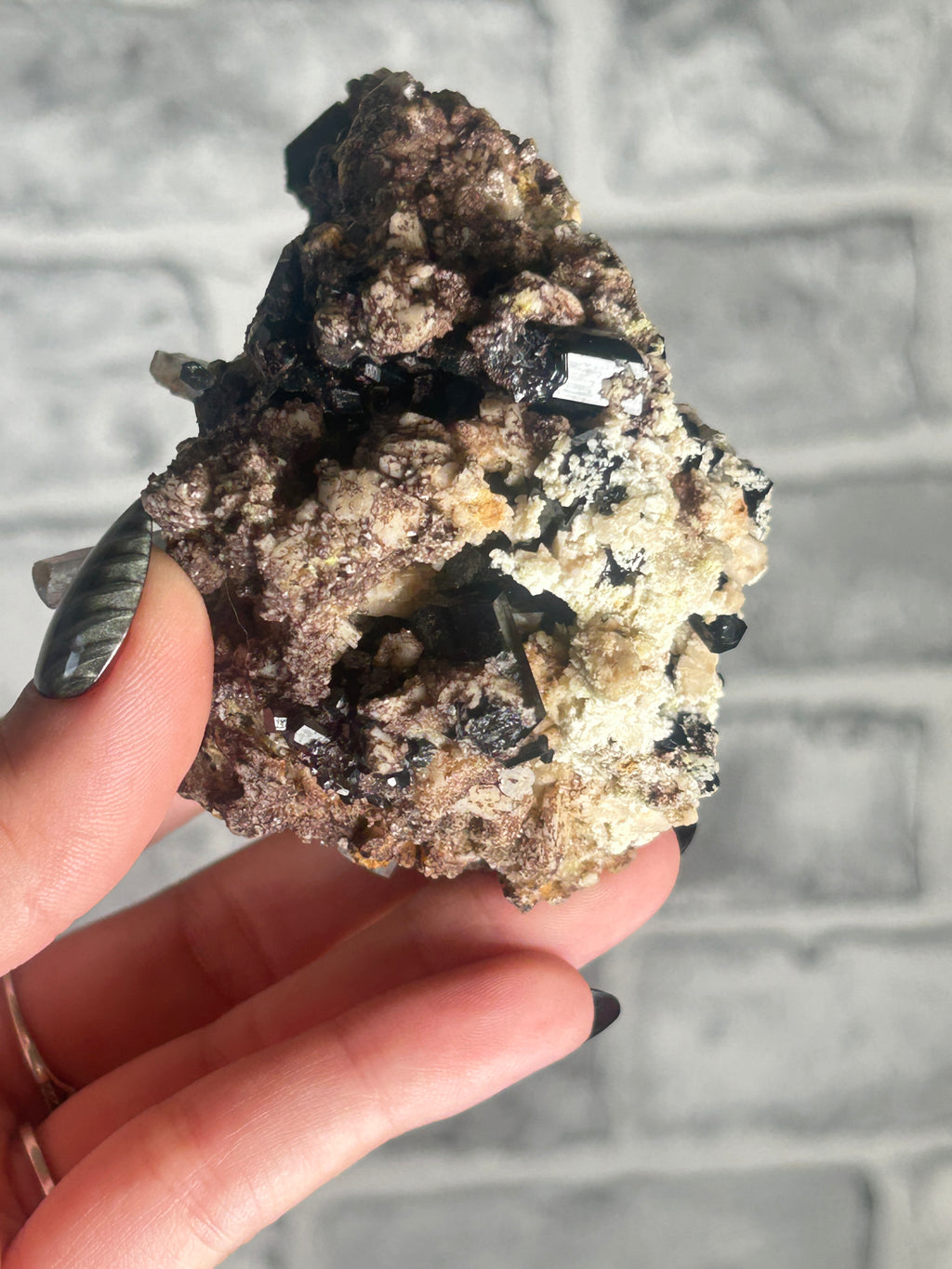 Aquamarine with Tourmaline with Hyalite opal on Matrix, Erongo Mountains, Namibia