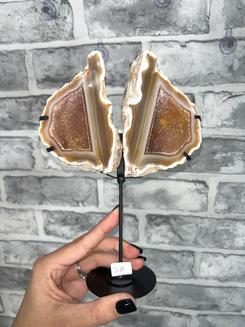 Sumatra Agate Geode on Stand