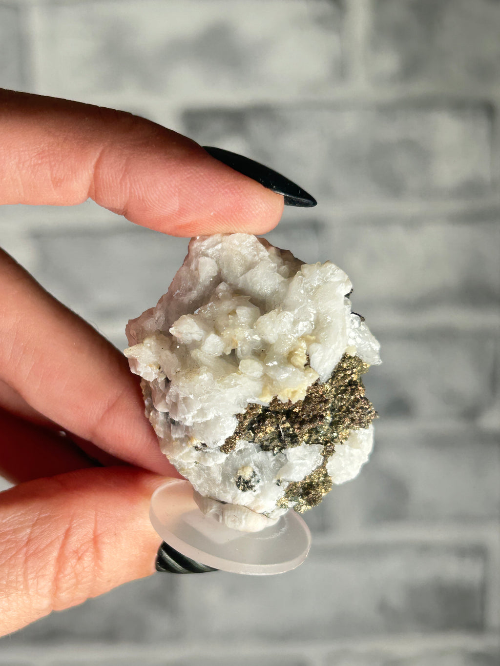 white Dolomite on Pyrite from Daye, Hubei, China
