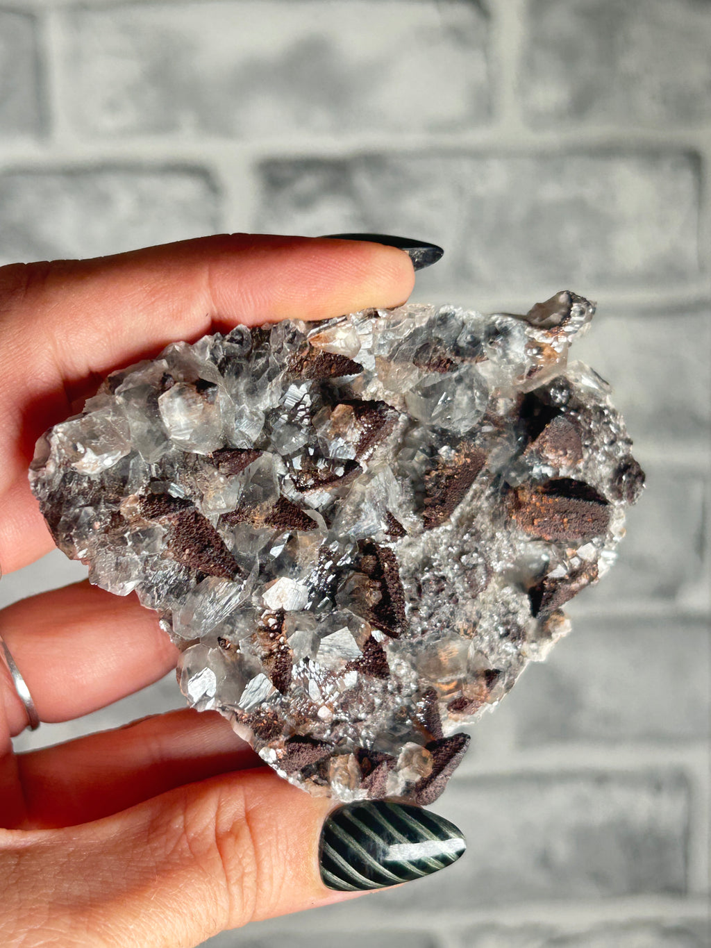 Benz Calcite with Speckled Pyrite on dogtooth Calcite from Daye, Hubei, China