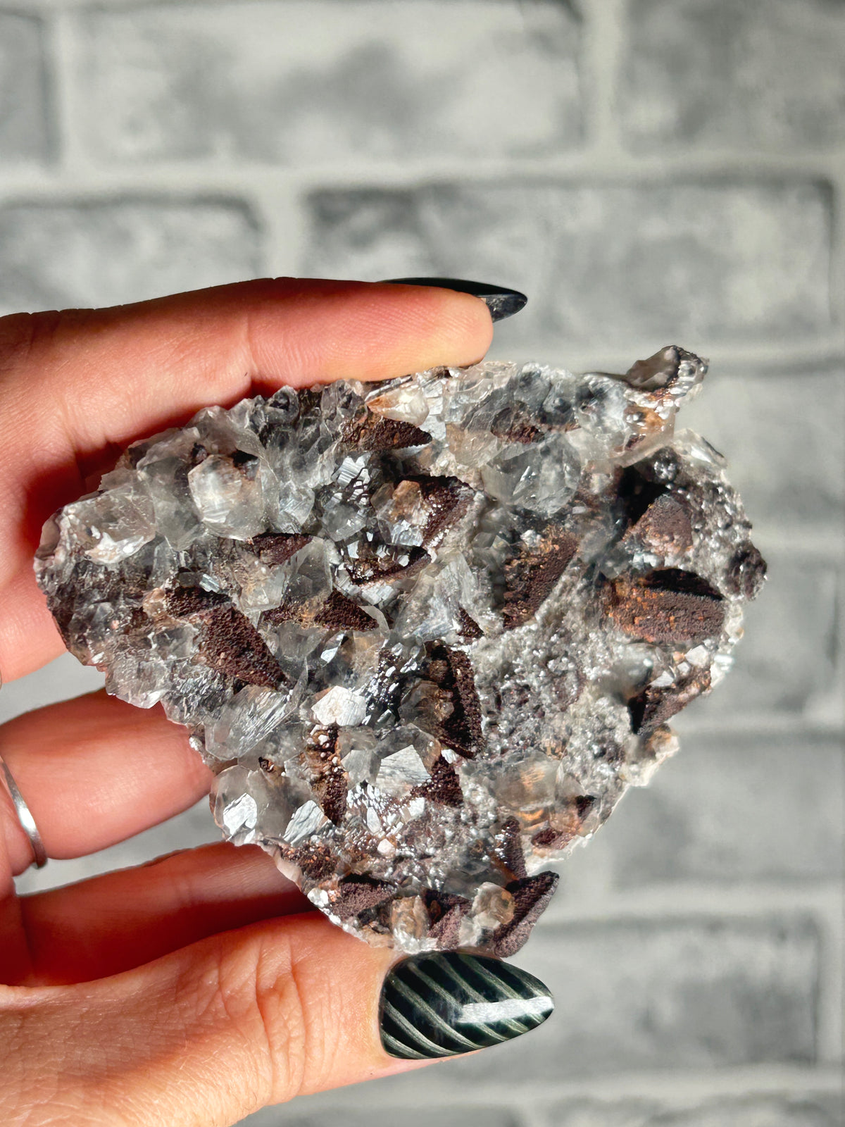 Benz Calcite with Speckled Pyrite on dogtooth Calcite from Daye, Hubei, China