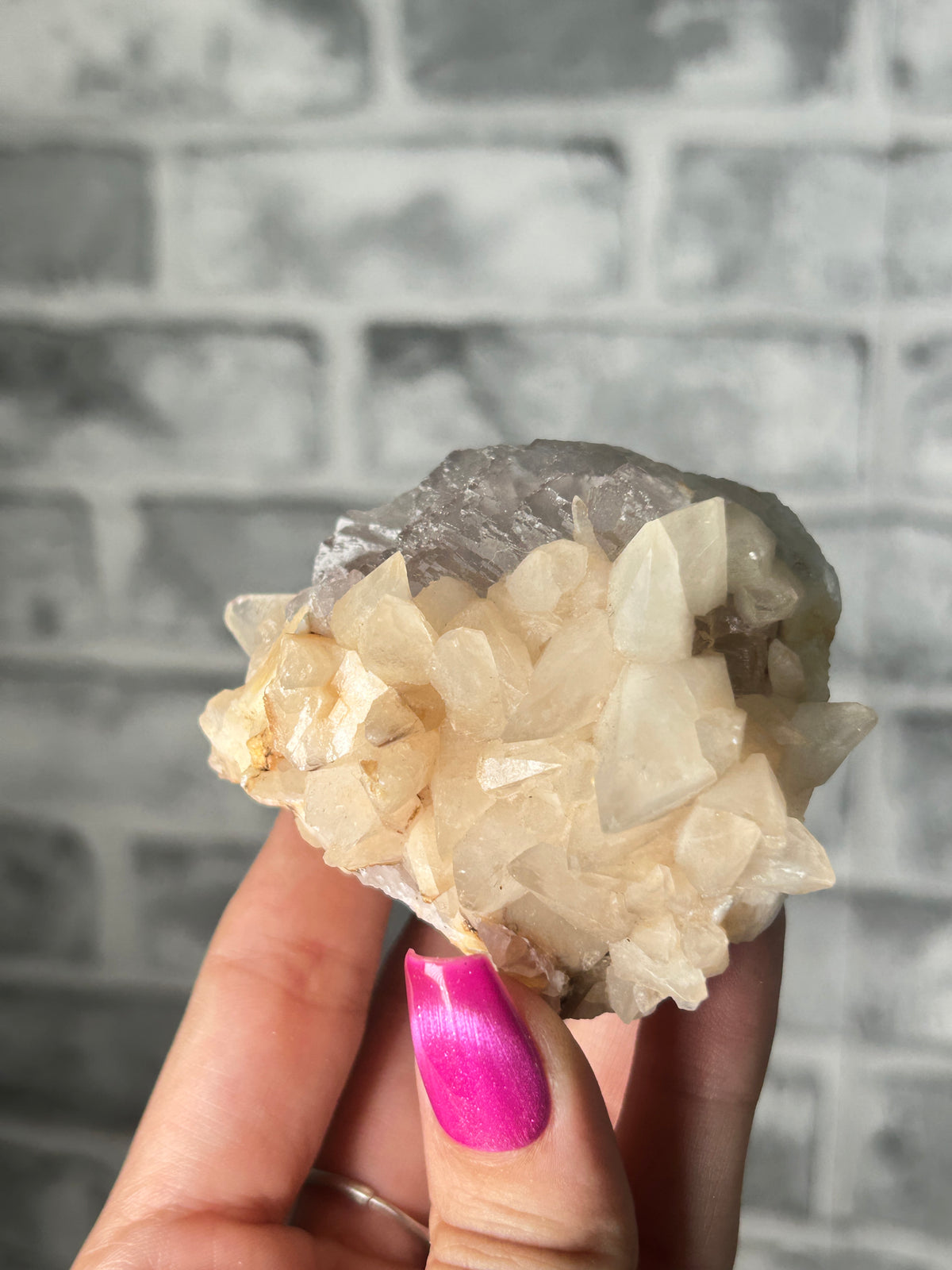 Dogtooth Calcite on Fluorite