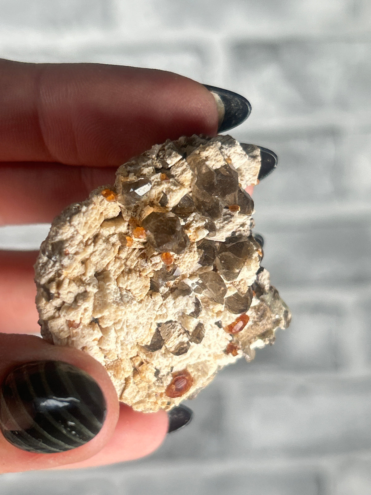 Garnet on  Feldspar and smokey Quartz from Fujian