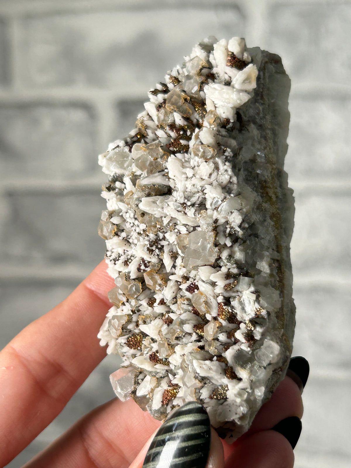Pyrite on Calcite from Peru