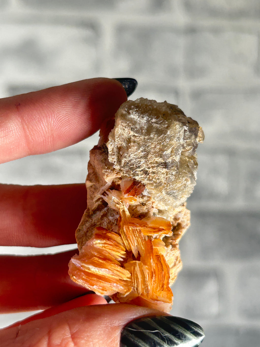 Cerusite on Barite from Morocco