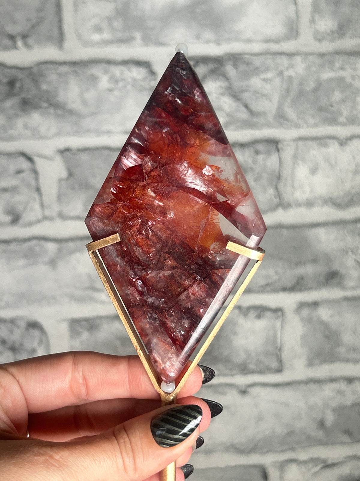 Fire Quartz Diamond on Custom Stand