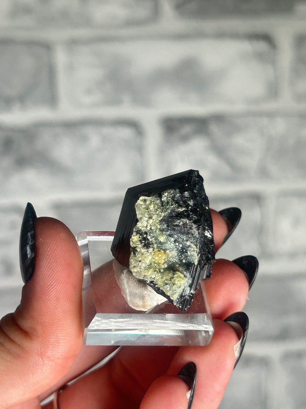 Tourmaline with Hyalite opal, Erongo Mountains, Namibia