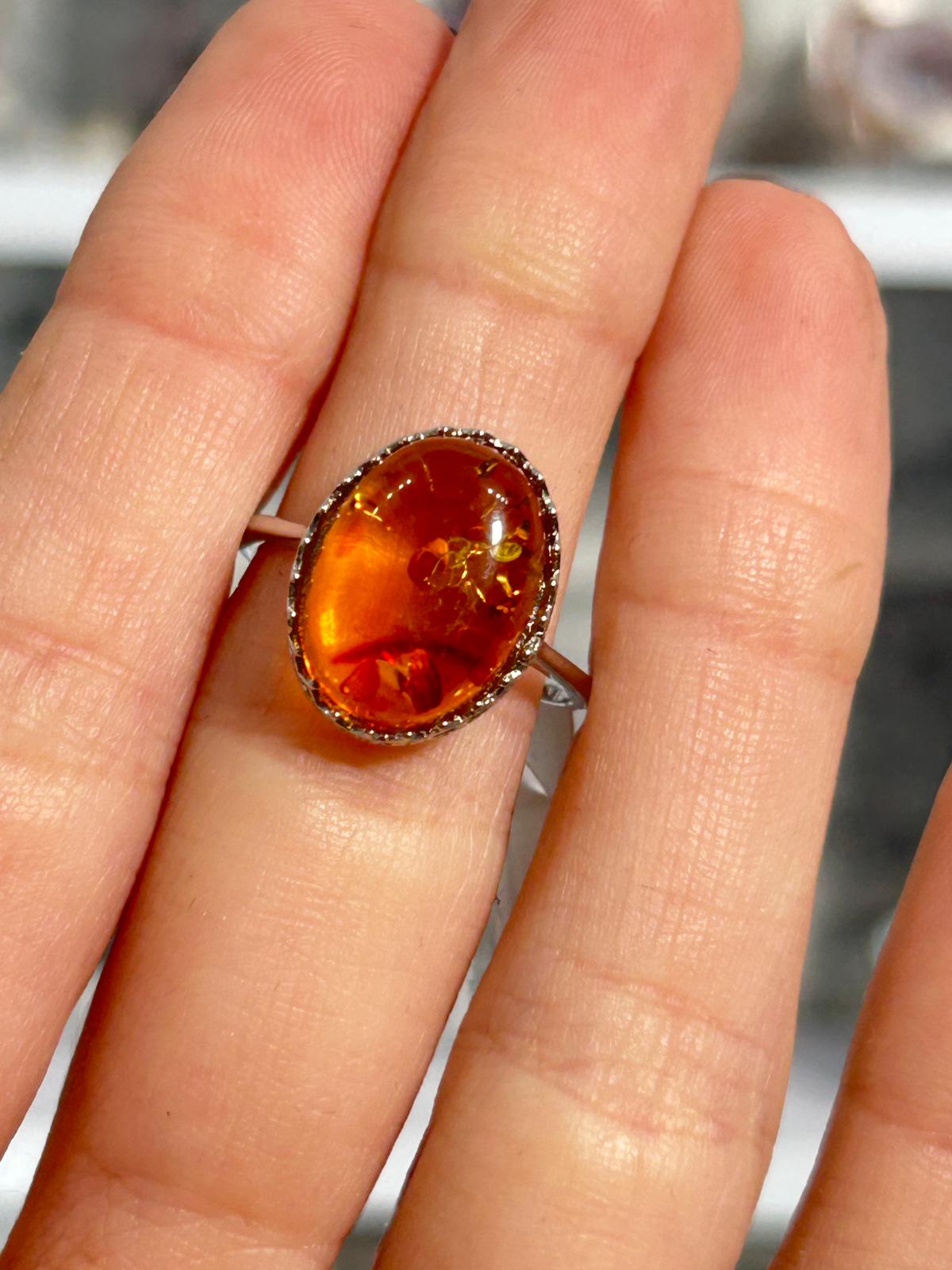 Amber Copper Ring #3
