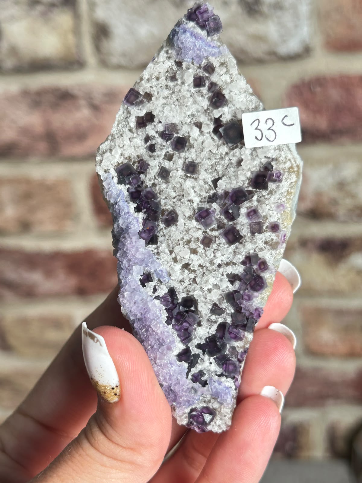 Starry Zoned Fluorite on Quartz C