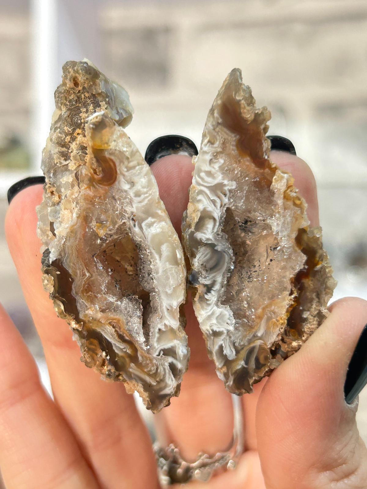 Oco Feather Agate Geode Pair #2