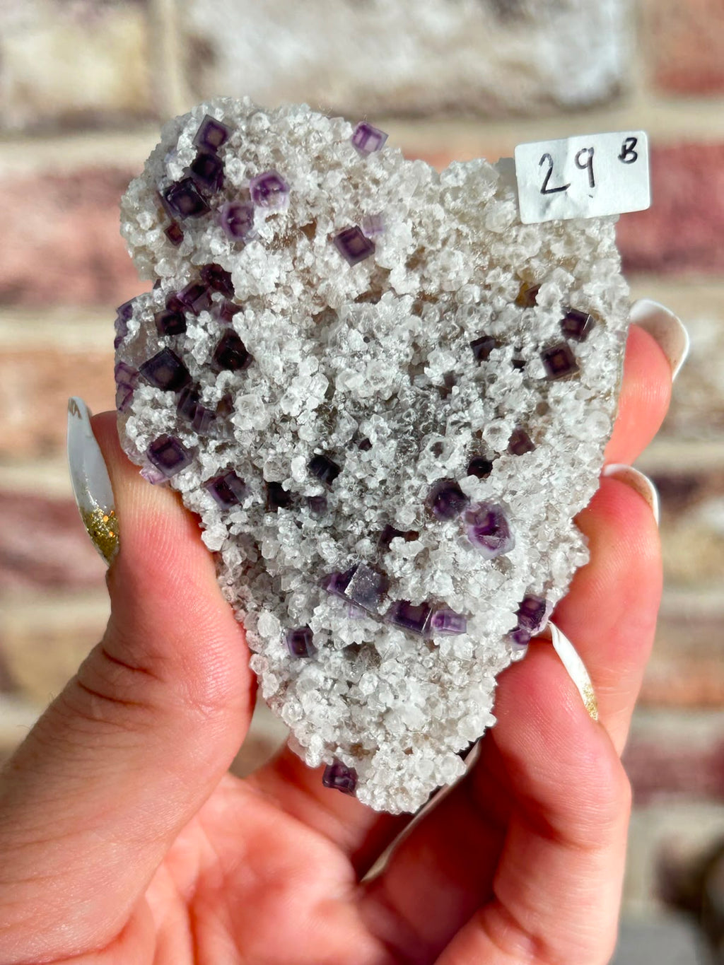 Starry Zoned Fluorite on Quartz B