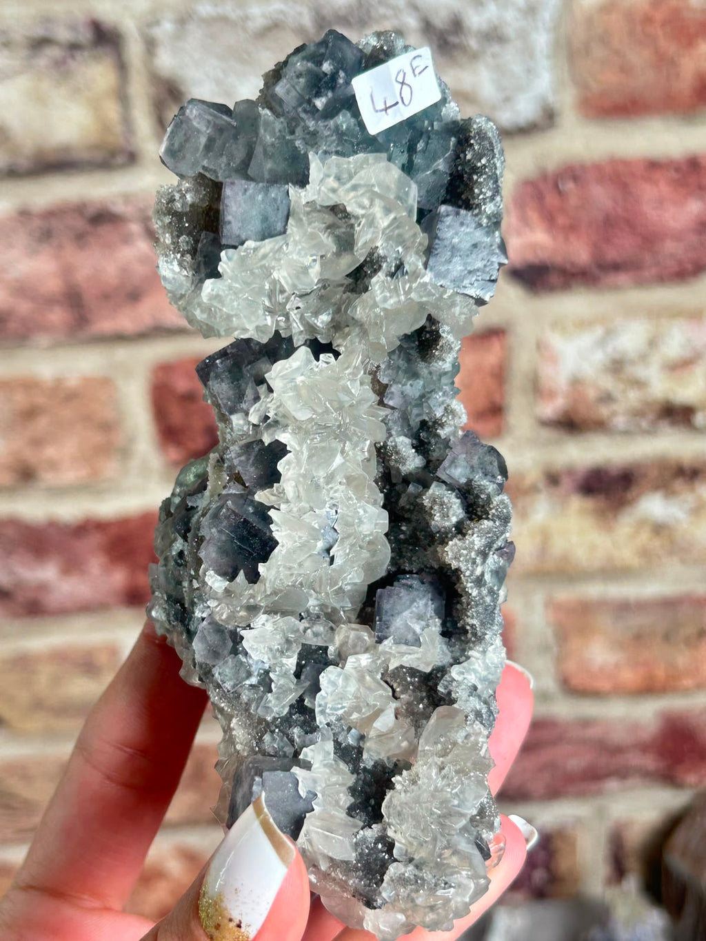 Fluorite on Sugar Quartz with Calcite E
