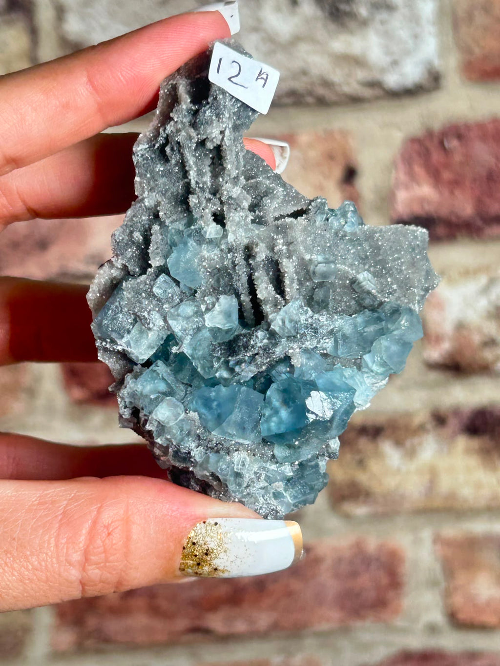 Fluorite on Sugar Quartz with Calcite A