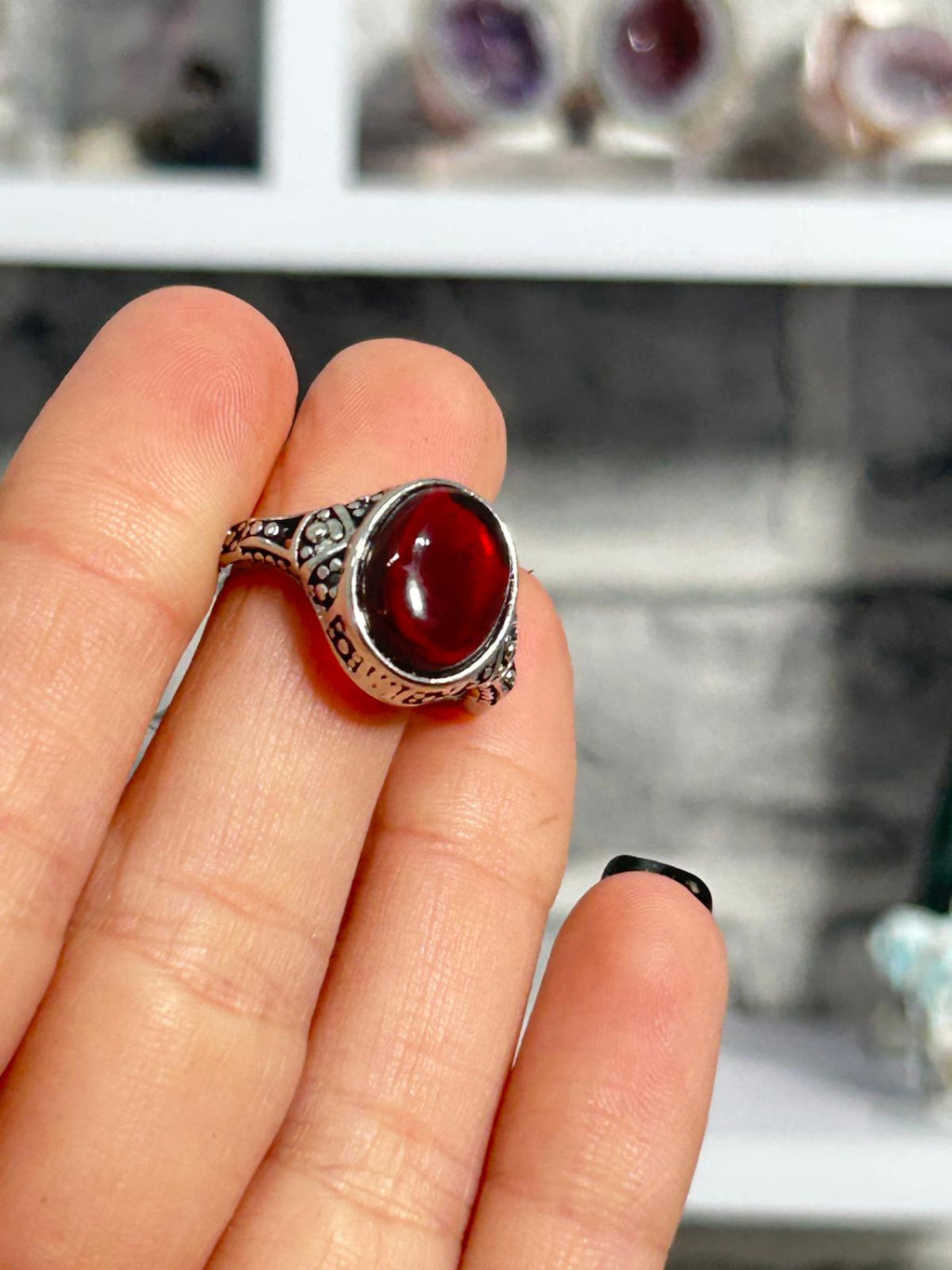 Amber Copper Ring