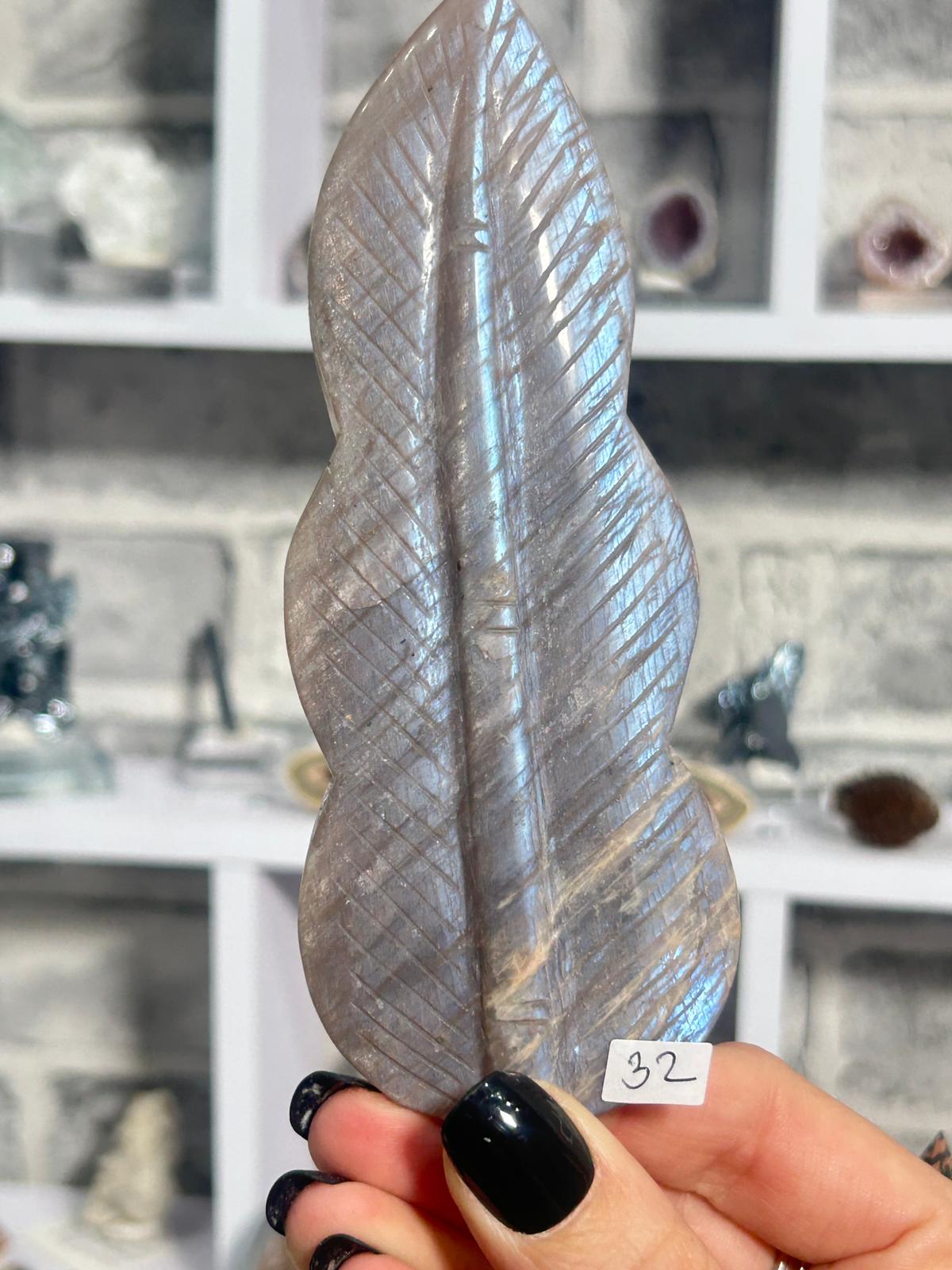 Moonstone & Sunstone Feather Carving #2