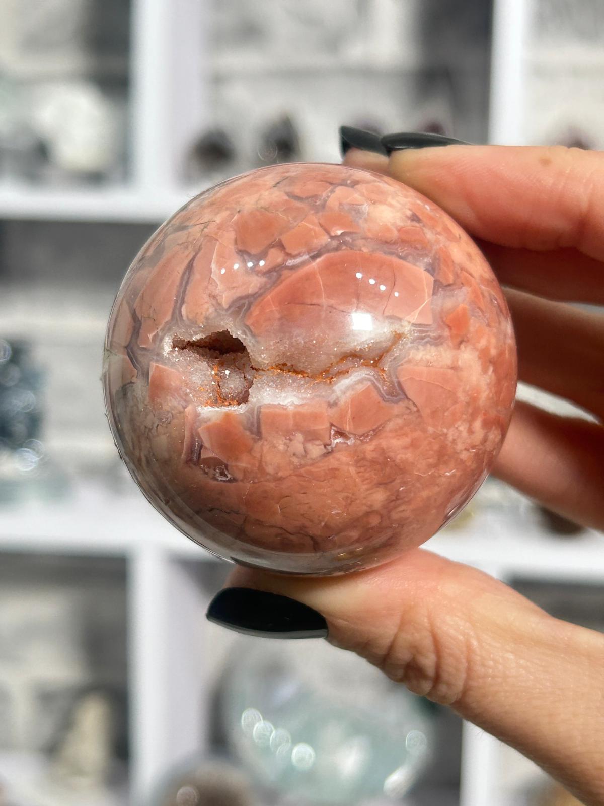 Pink Agate Druzy Sphere
