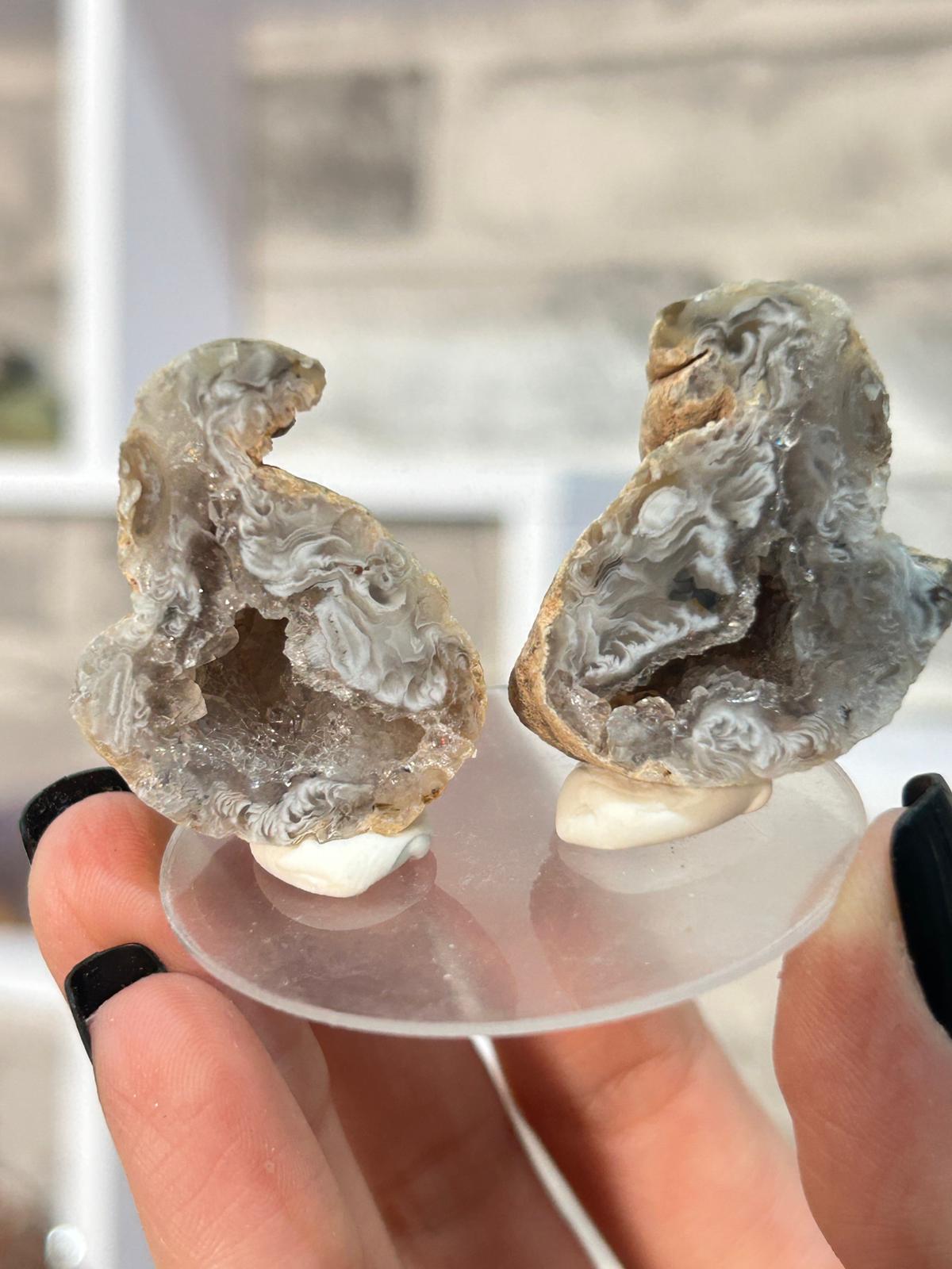 Oco Feather Agate Geode Pair #6