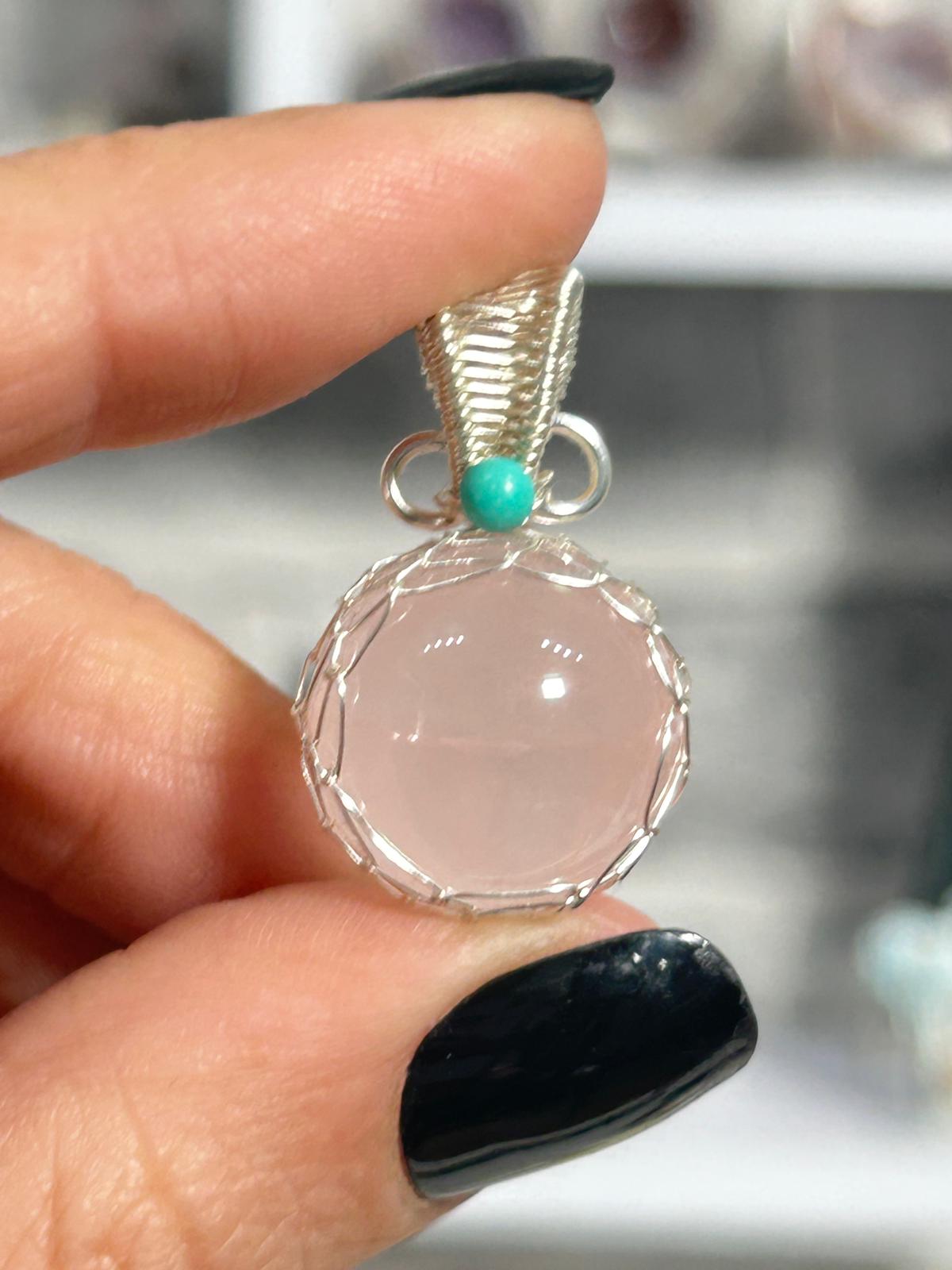Wire Wrapped Rose Quartz Pendant
