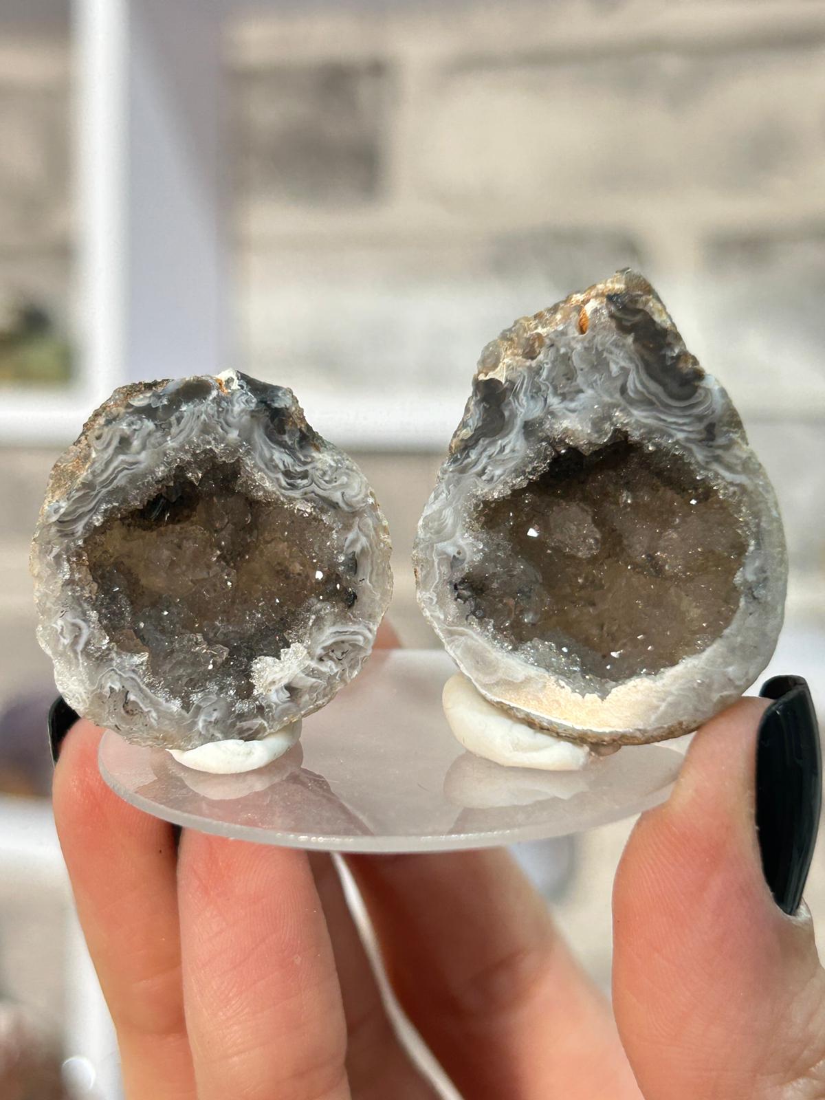 Oco Feather Agate Geode Pair #3