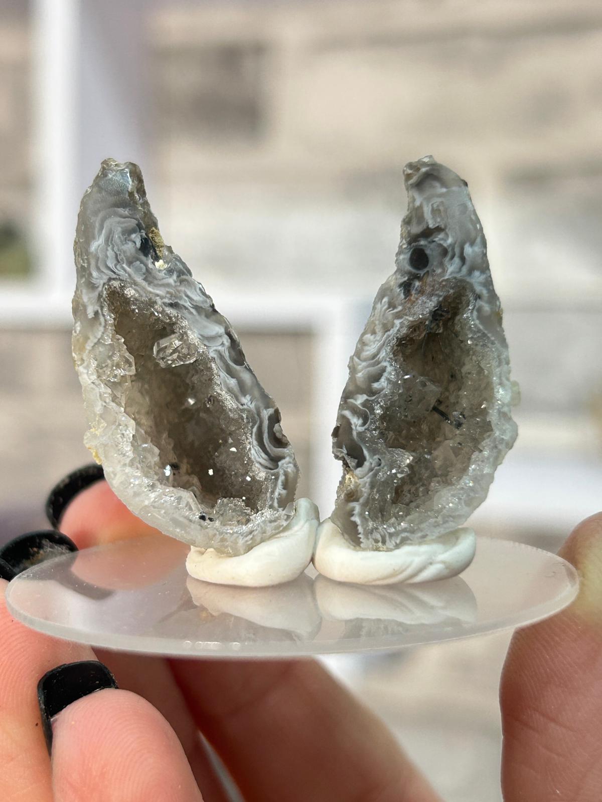 Oco Feather Agate Geode Pair #4