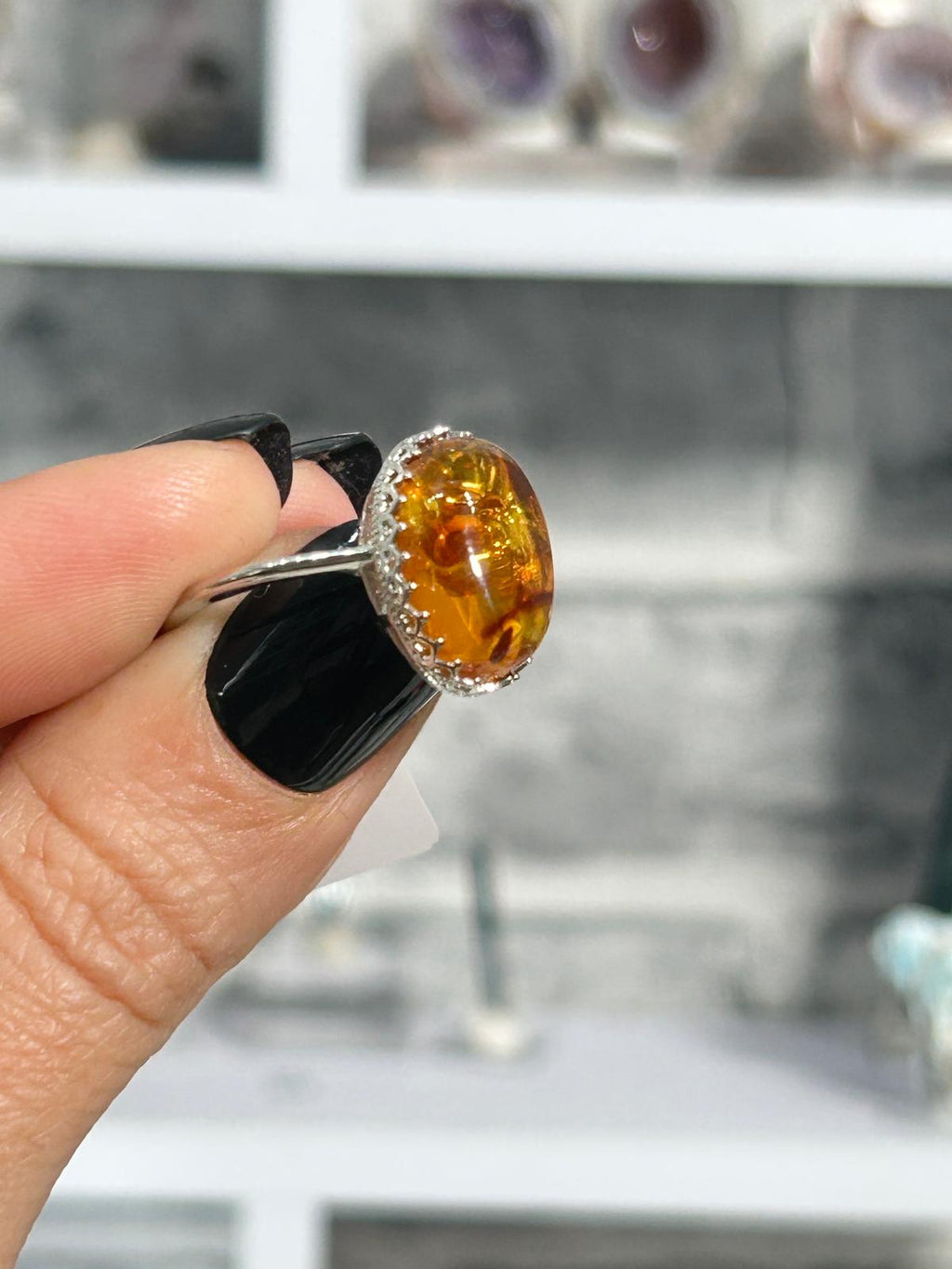 Amber Copper Ring #3
