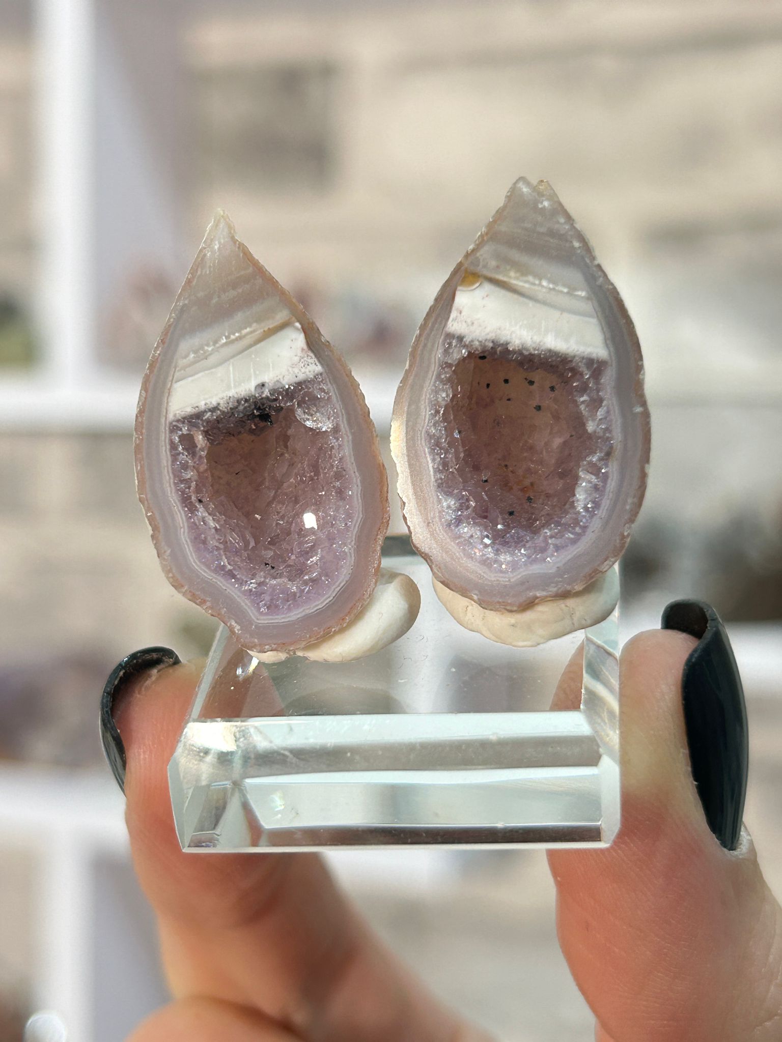 Amethyst Banded Agate Geode Pair #2