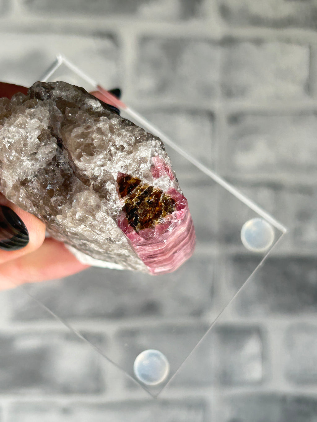 Watermelon Tourmaline on Quartz
