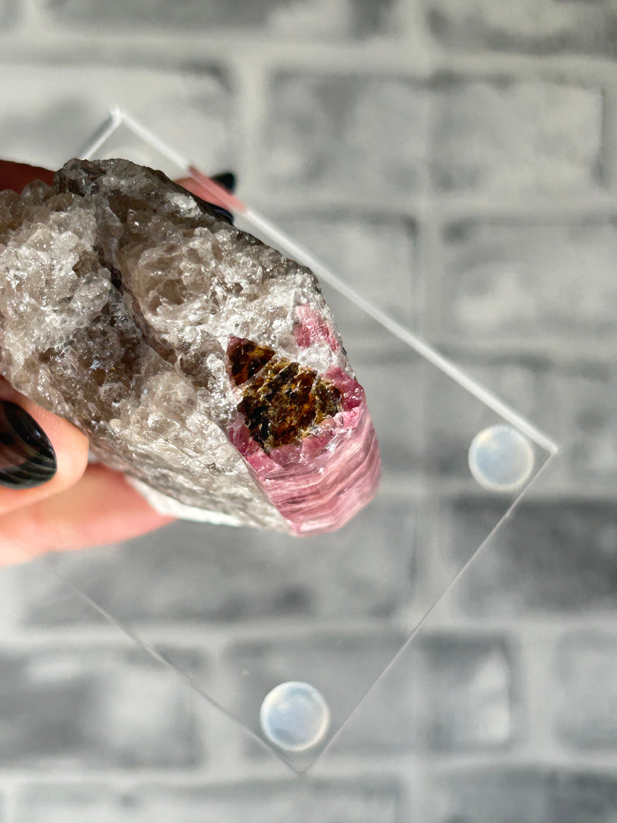 Watermelon Tourmaline on Quartz
