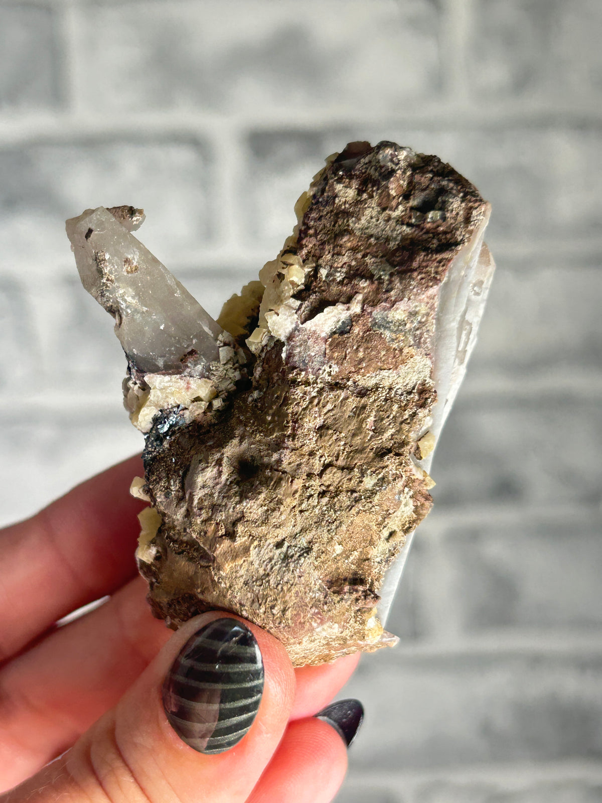 Quartz Cluster with Calcite, Specularite and hematite, Huanggang Fe-Sn Deposit, Inner Mongolia