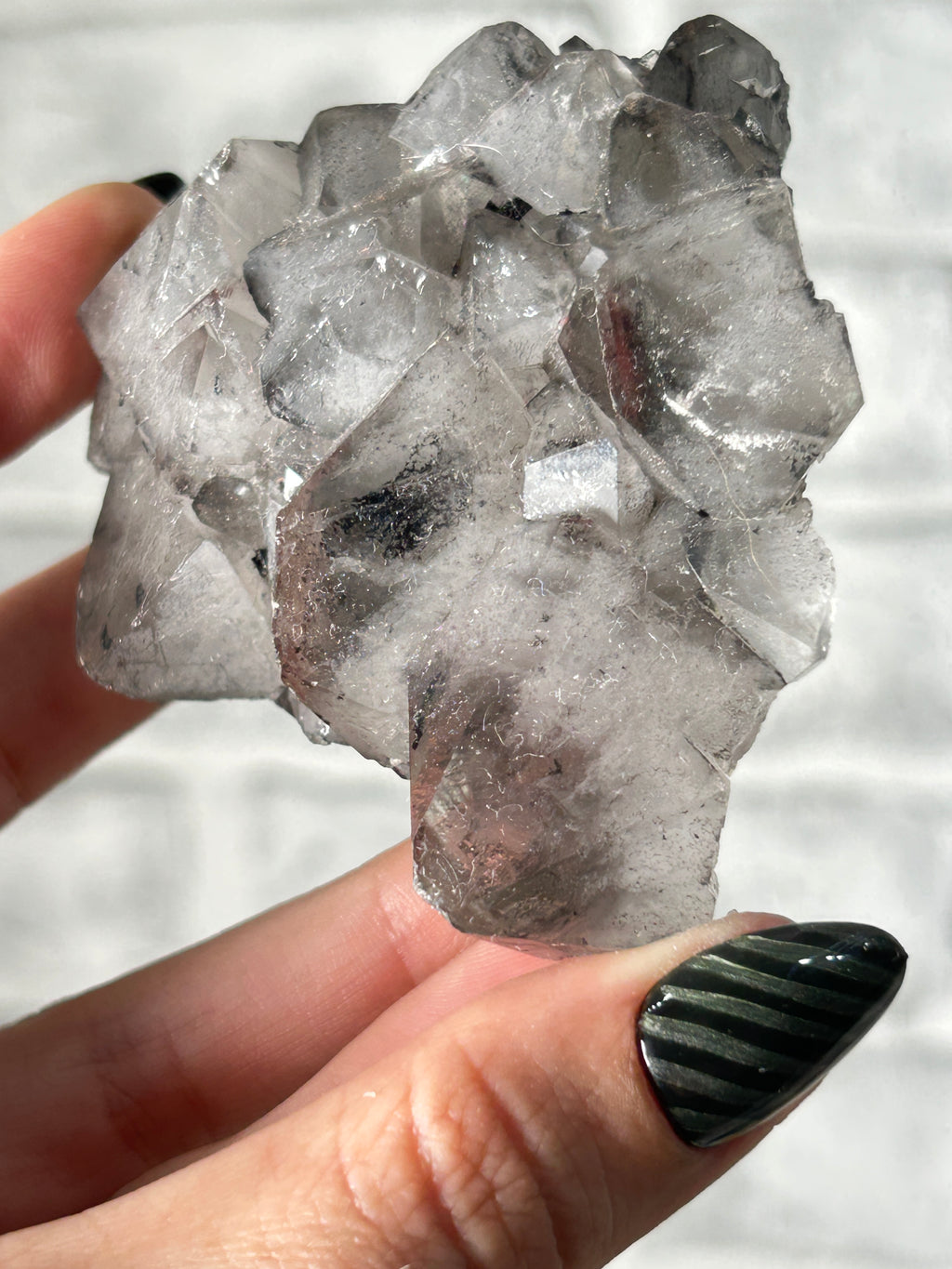Black amethyst cluster with Hematite Phantoms -  Sichuan, China