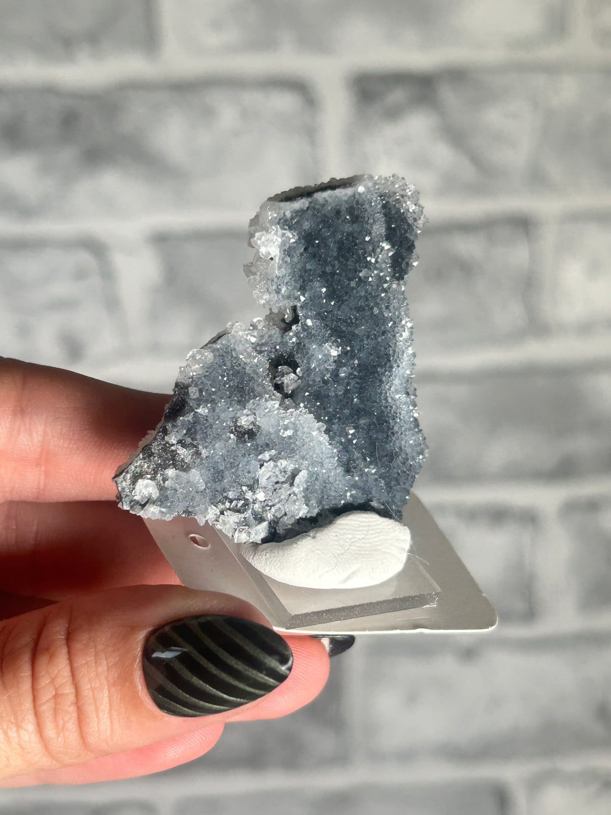 Black Chalcedony with druzy quartz and Calcite