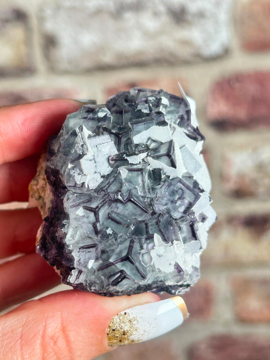 Purple Edge Fluorite with Crystalline Coating