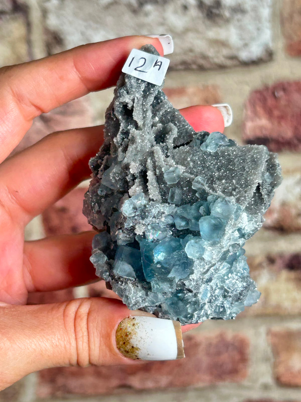 Fluorite on Sugar Quartz with Calcite A