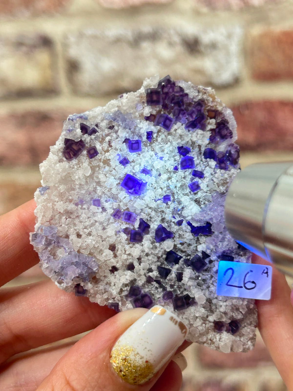 Starry Zoned Fluorite on Quartz A