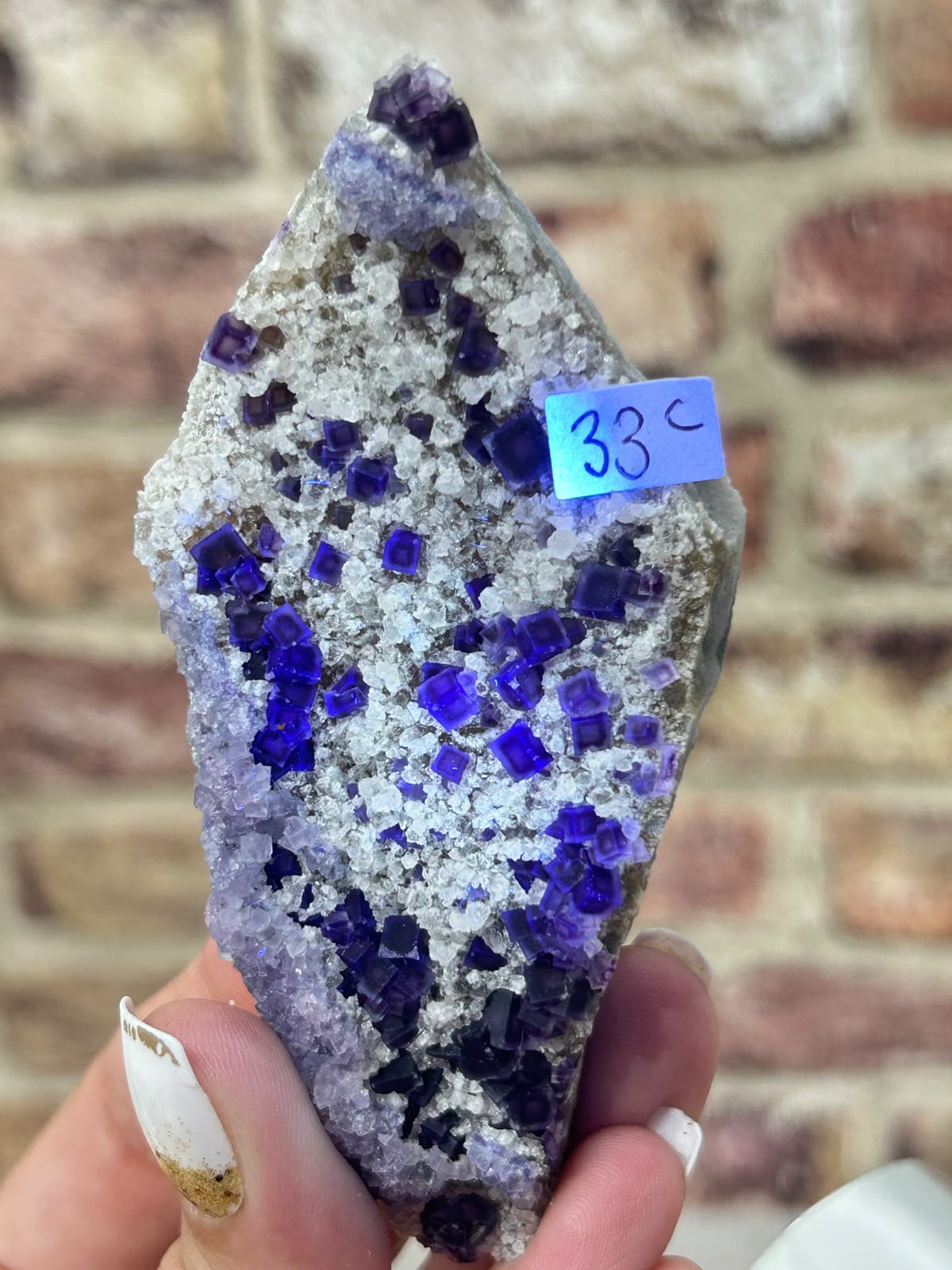 Starry Zoned Fluorite on Quartz C