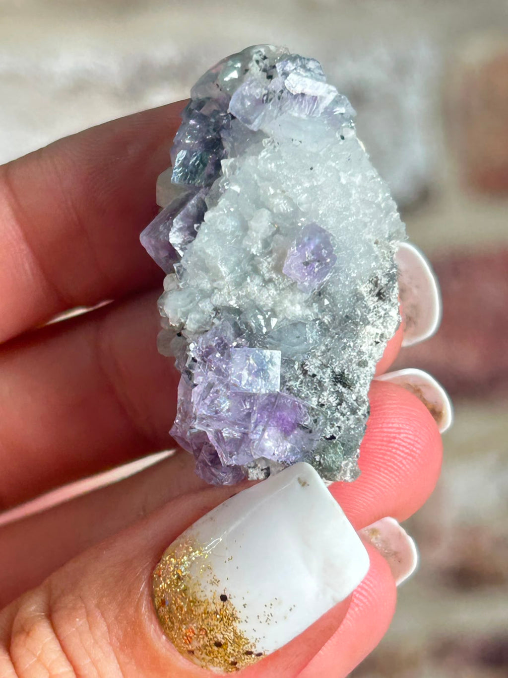 Purple Fluorite with Calcite A