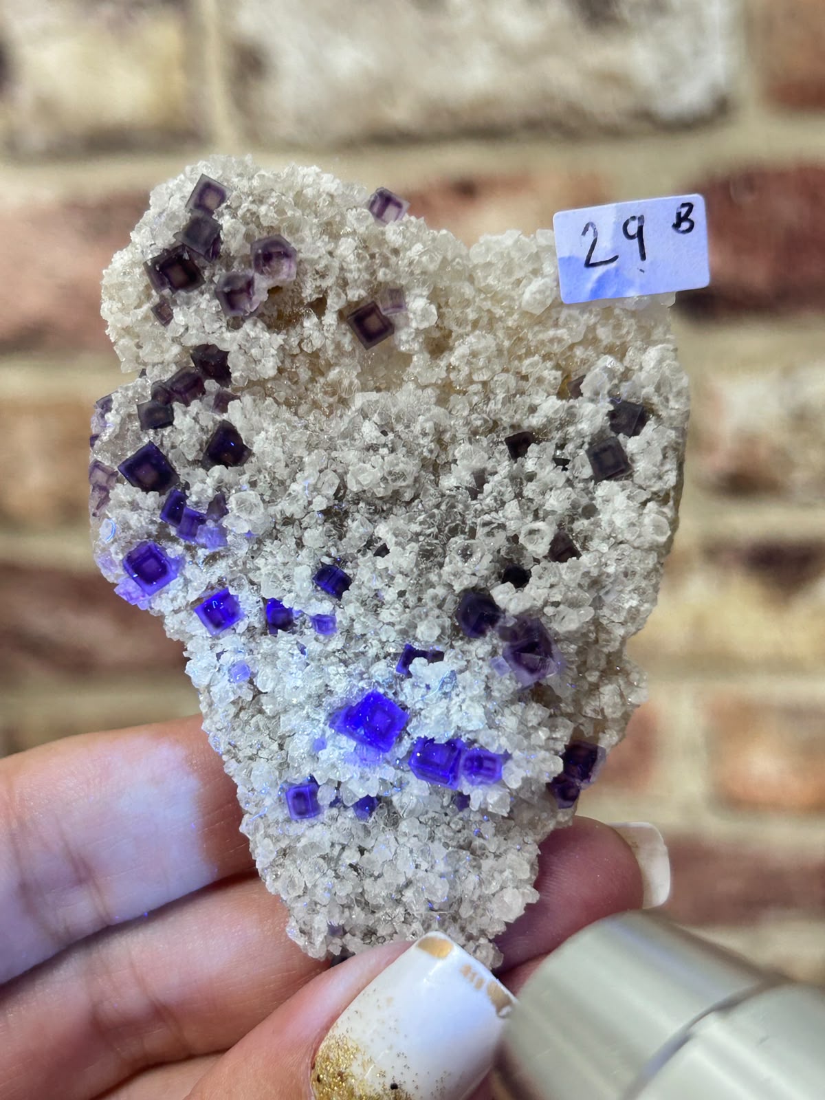 Starry Zoned Fluorite on Quartz B