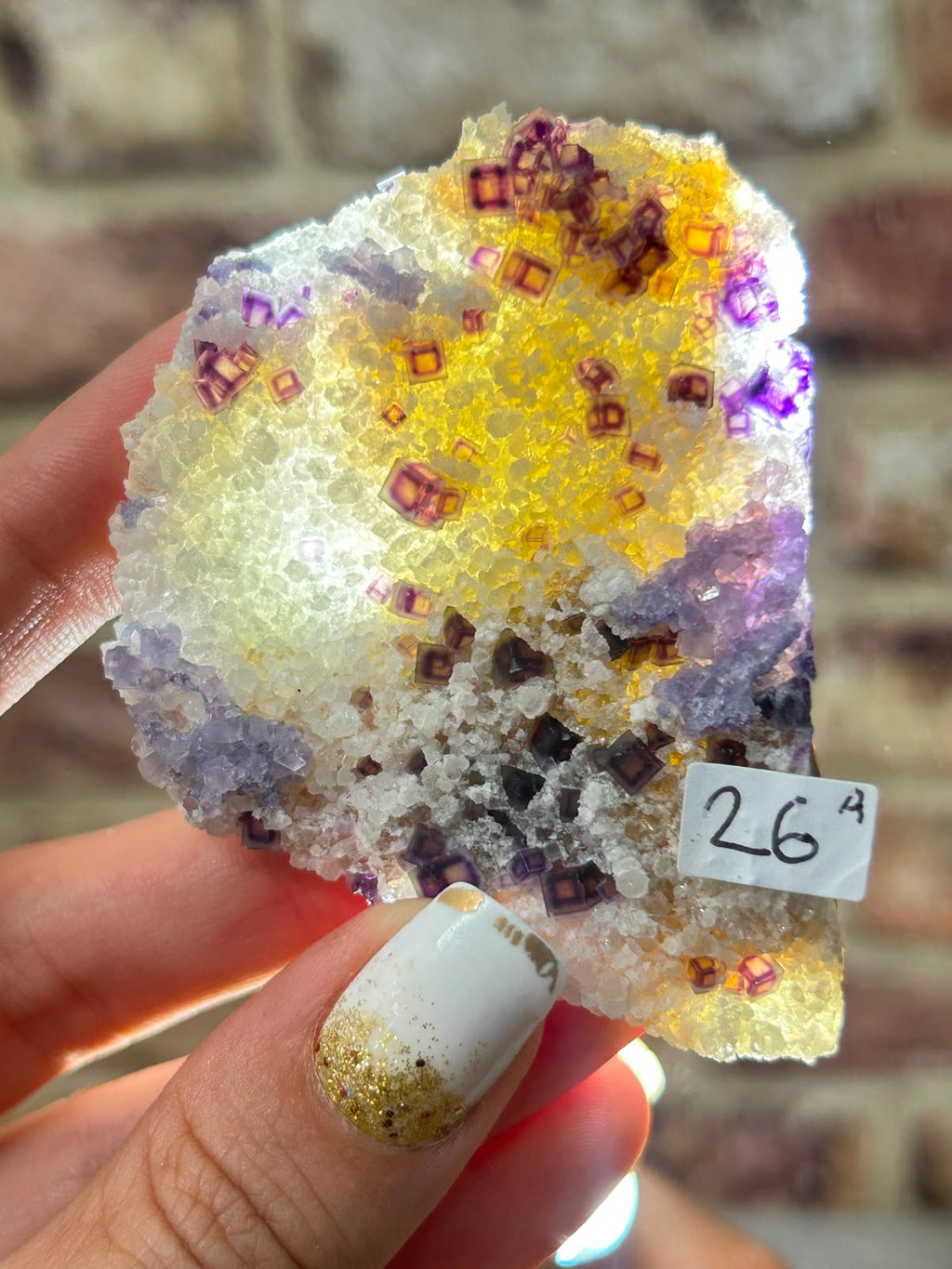 Starry Zoned Fluorite on Quartz A