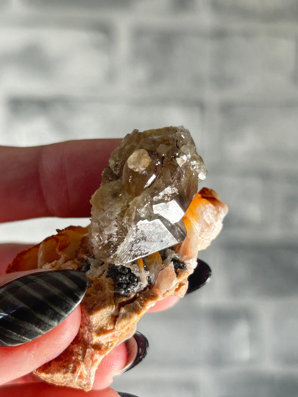 Cerusite on Barite from Morocco
