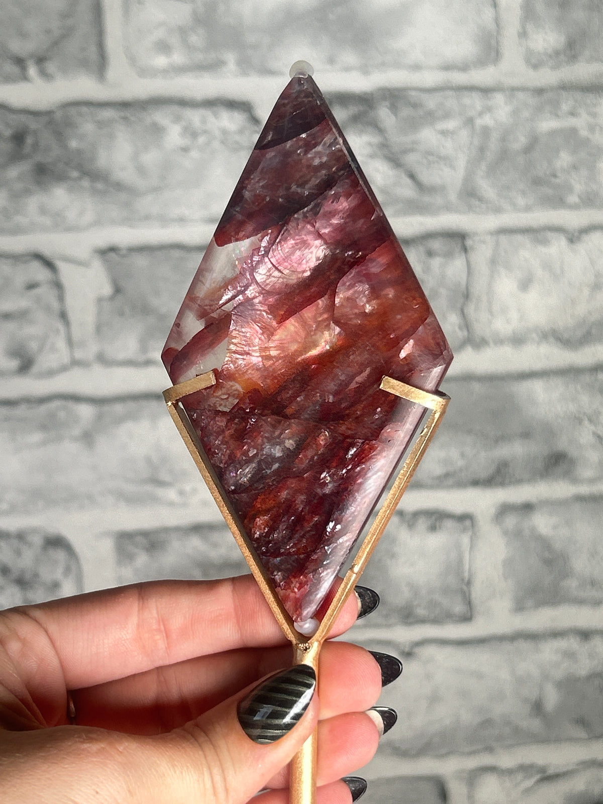 Fire Quartz Diamond on Custom Stand