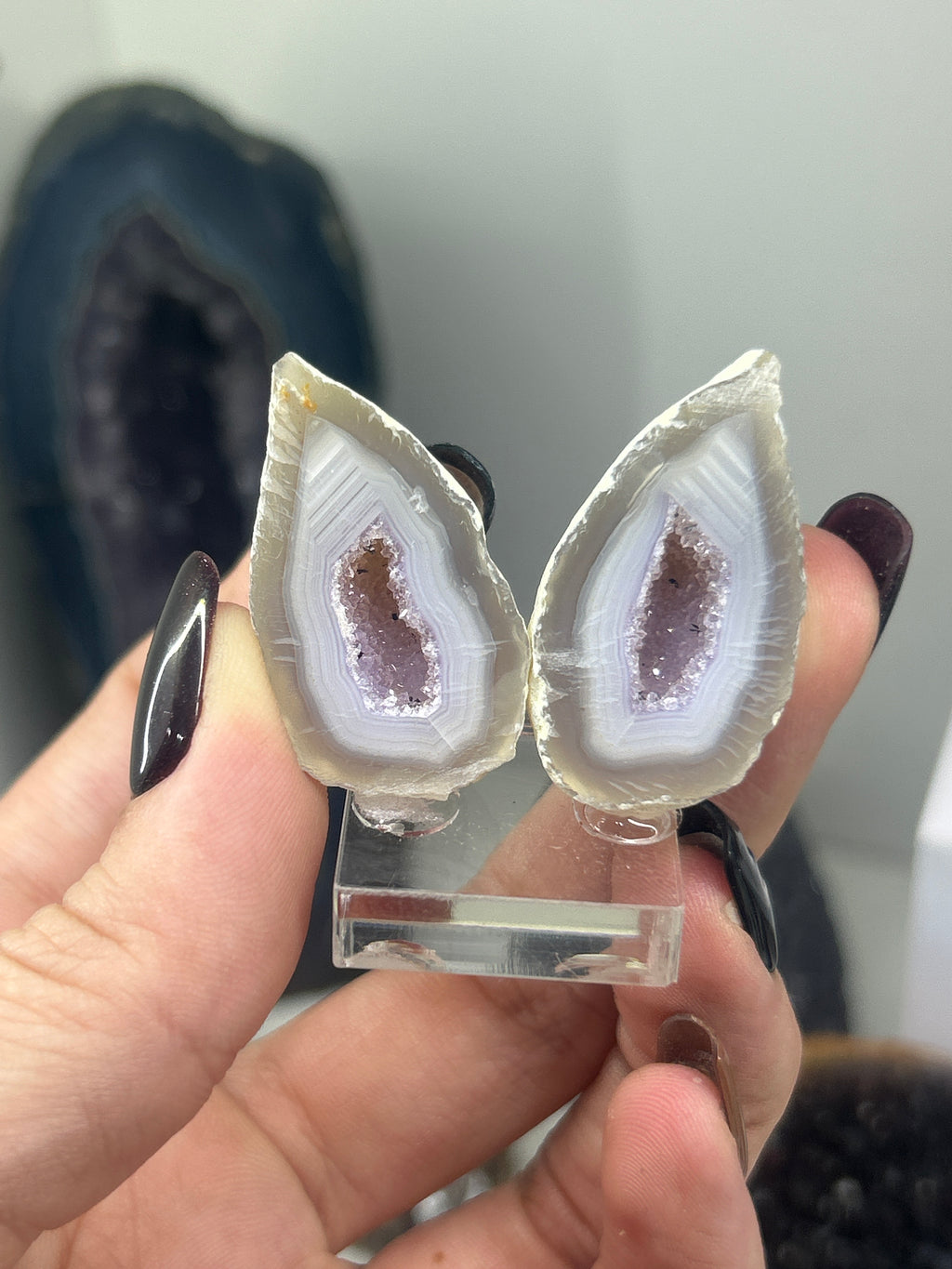 Amethyst Banded Agate Geode Pair #2