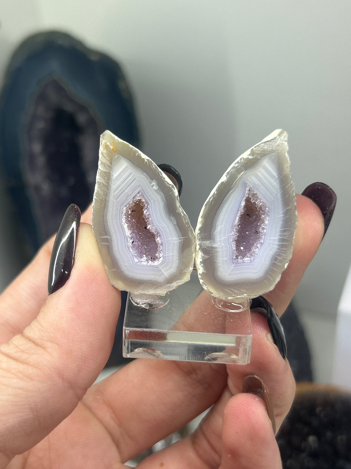 Amethyst Banded Agate Geode Pair #2