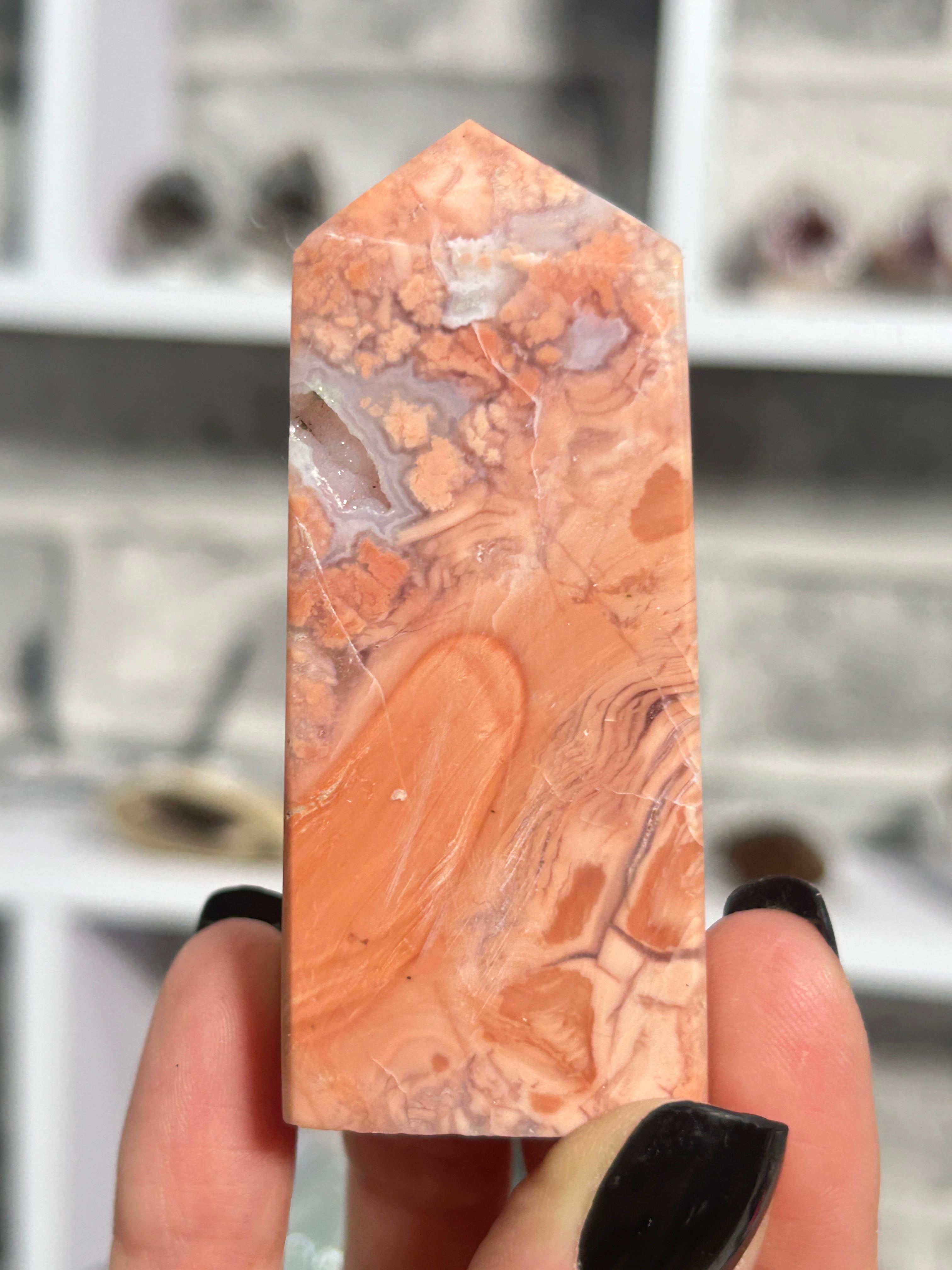 Pink Agate Druzy Tower #2