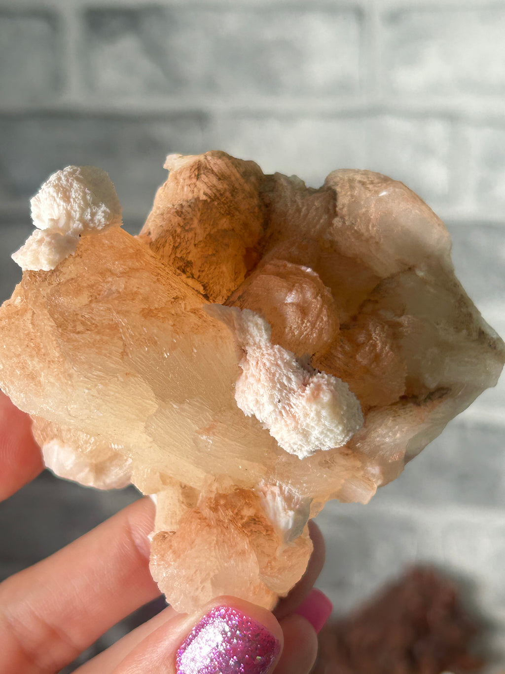 Mordenite on peach stilbite, India