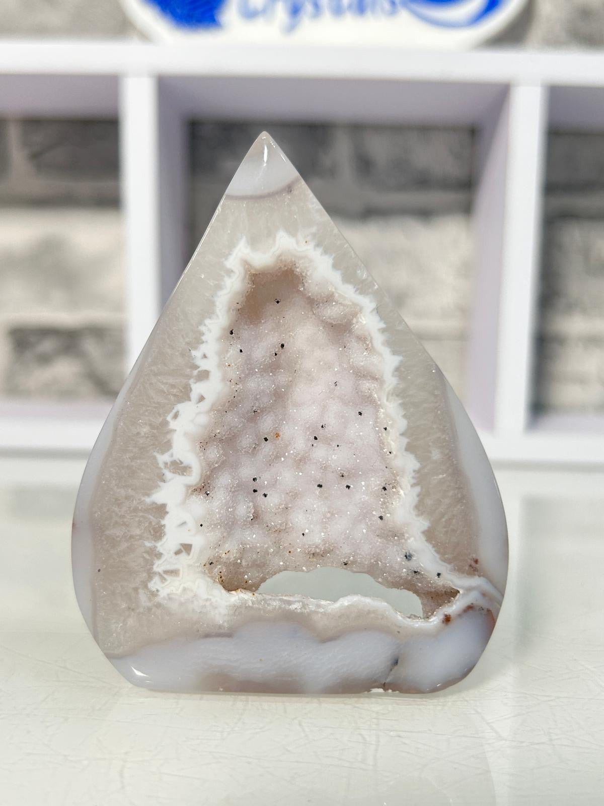 Agate with Druzy Quartz Teardrop