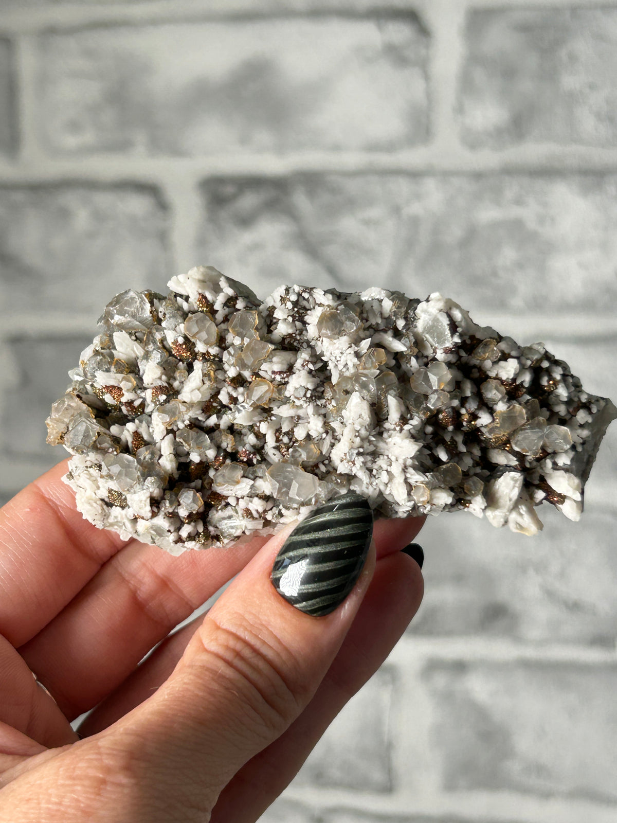 Pyrite on Calcite from Peru