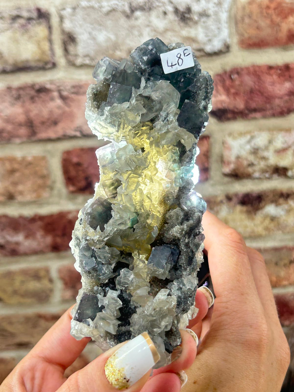 Fluorite on Sugar Quartz with Calcite E