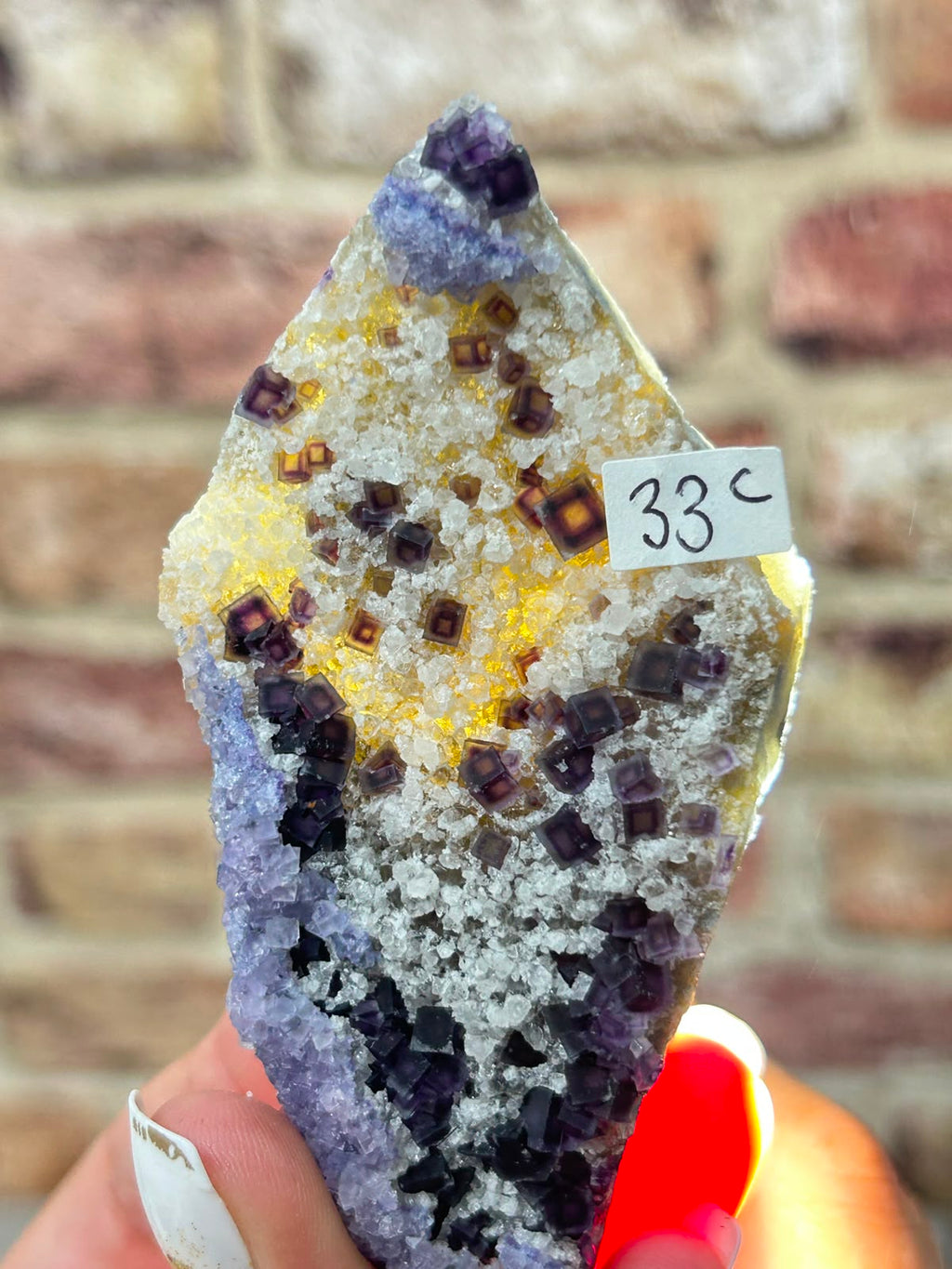 Starry Zoned Fluorite on Quartz C