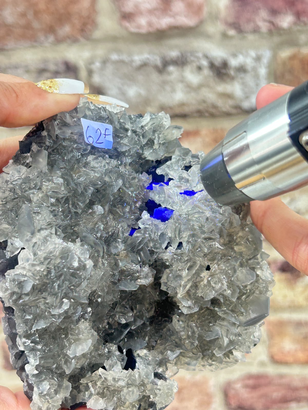 Fluorite on Sugar Quartz with Calcite F