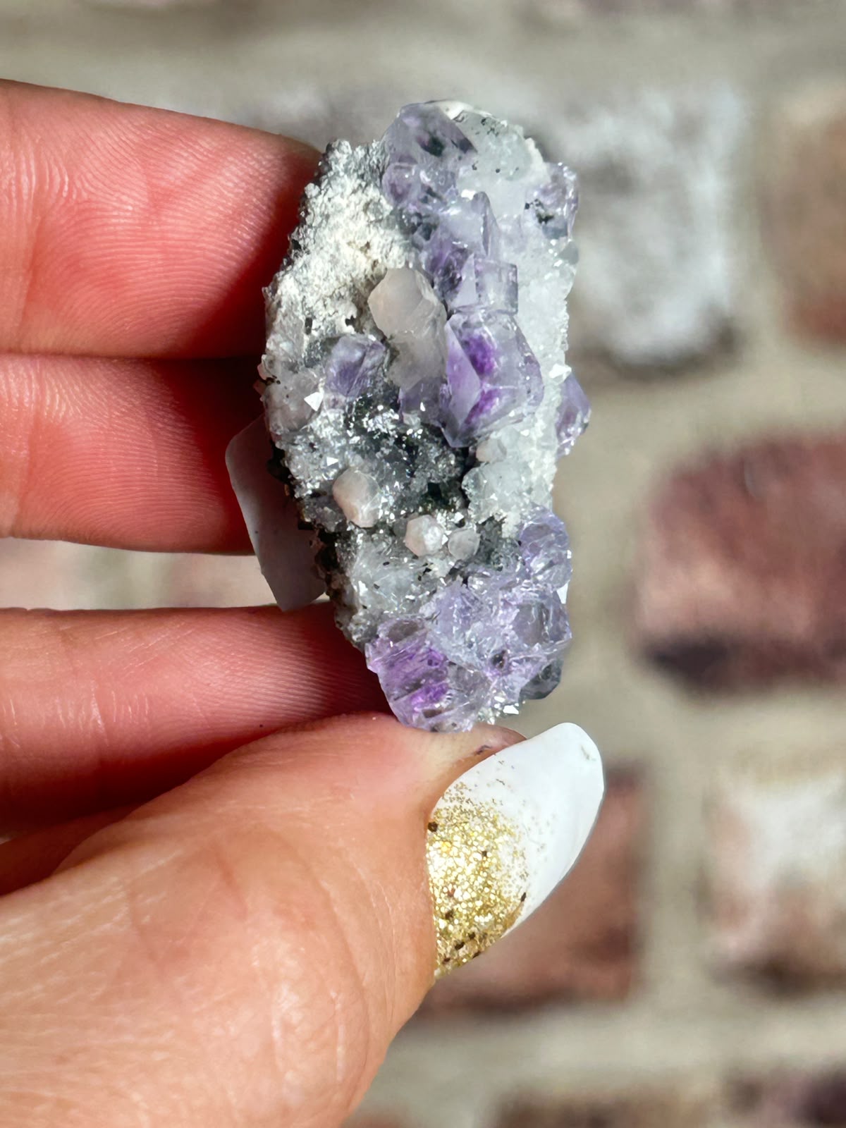 Purple Fluorite with Calcite A